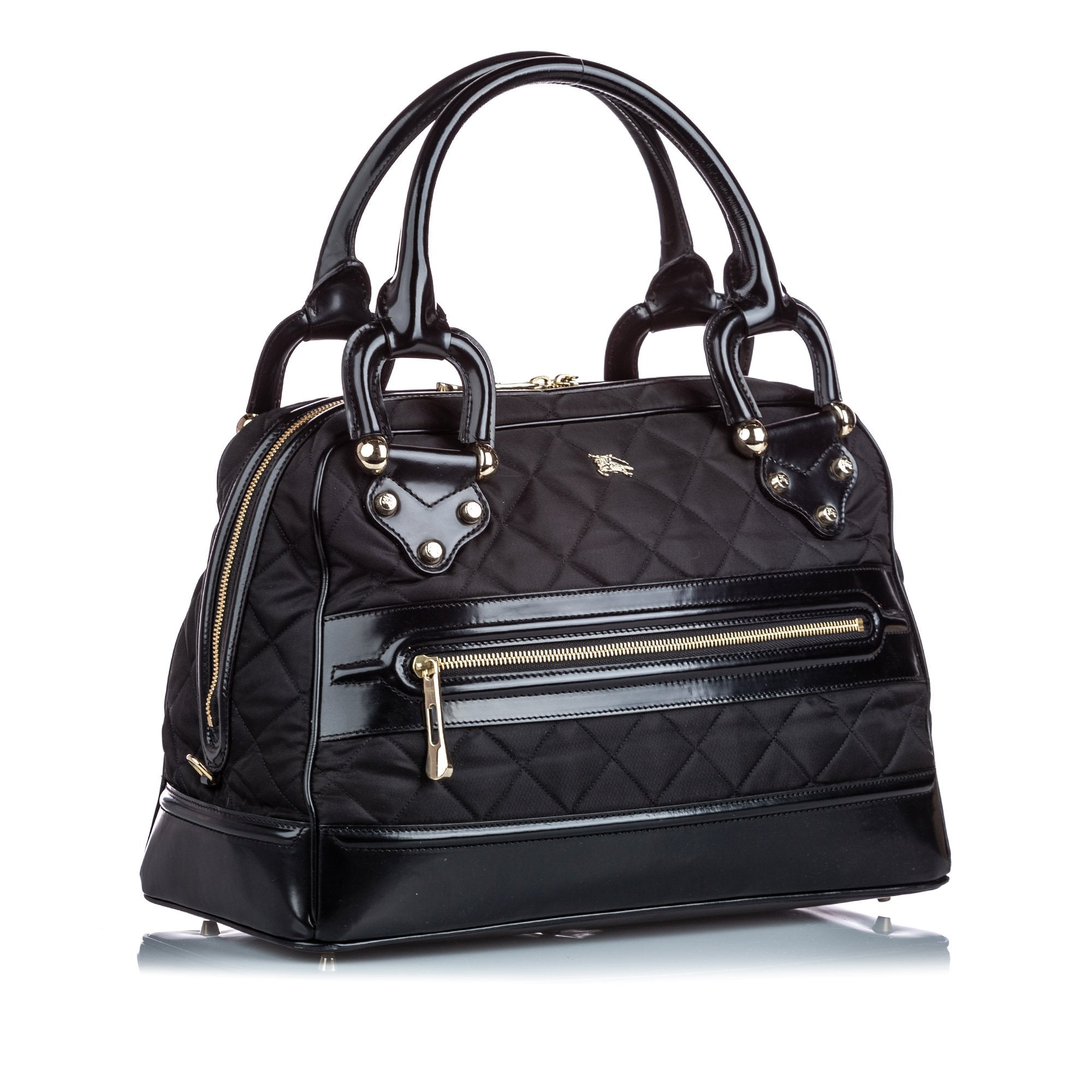 Pre-Loved Burberry Black Nylon Fabric Quilted Manor Handbag United Kingdom