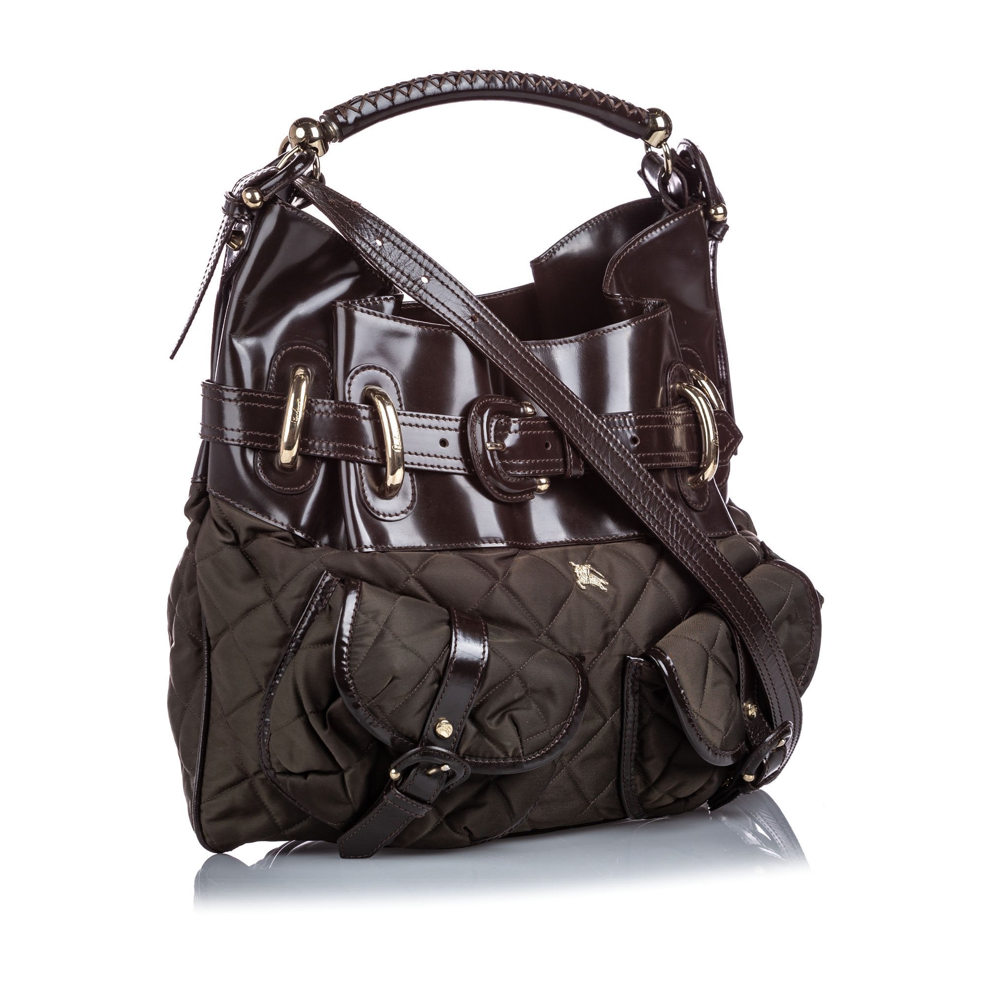 Pre-Loved Burberry Brown Dark Nylon Fabric Bromley Satchel United Kingdom