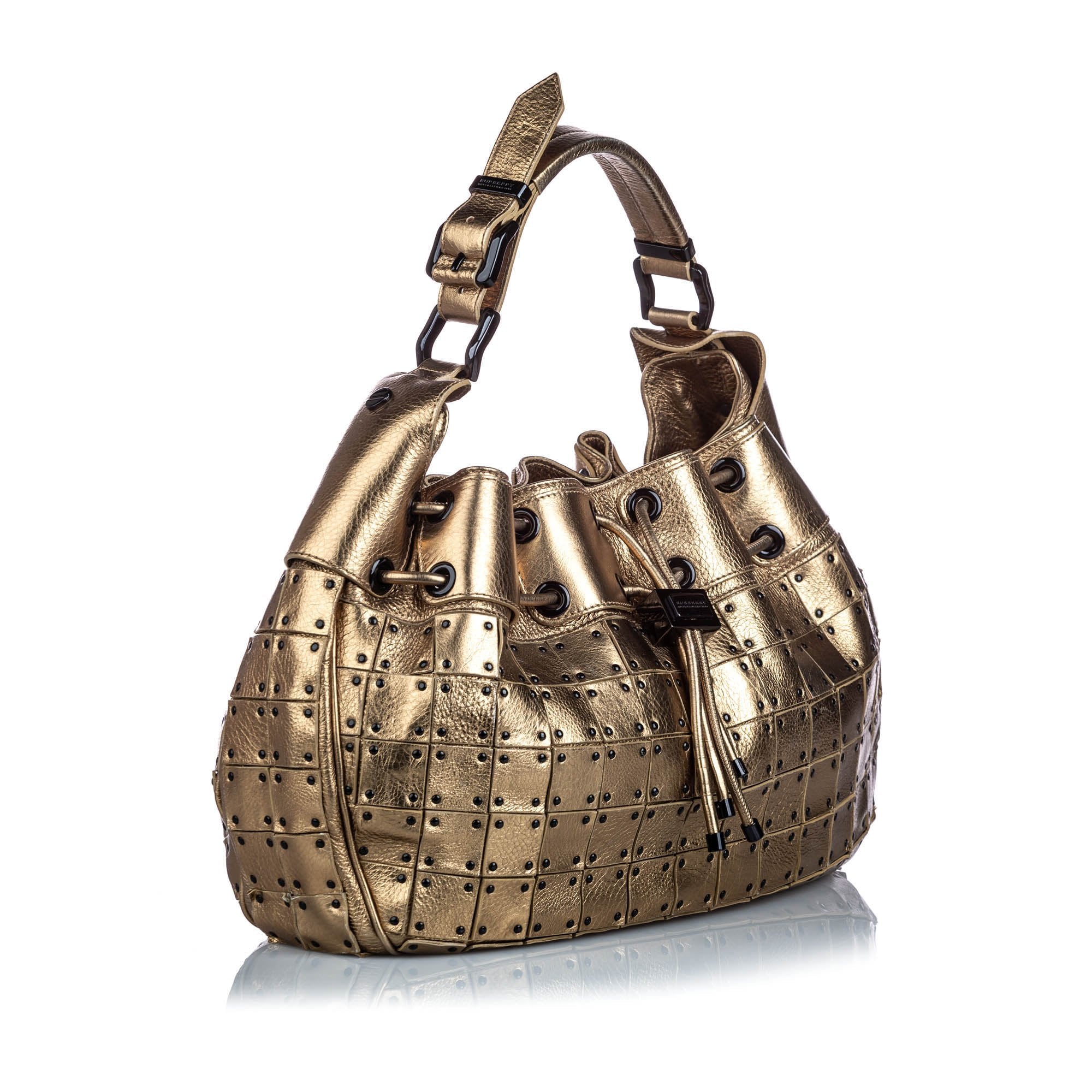 Pre-Loved Burberry Gold Metallic Leather Warrior Shoulder Bag United Kingdom