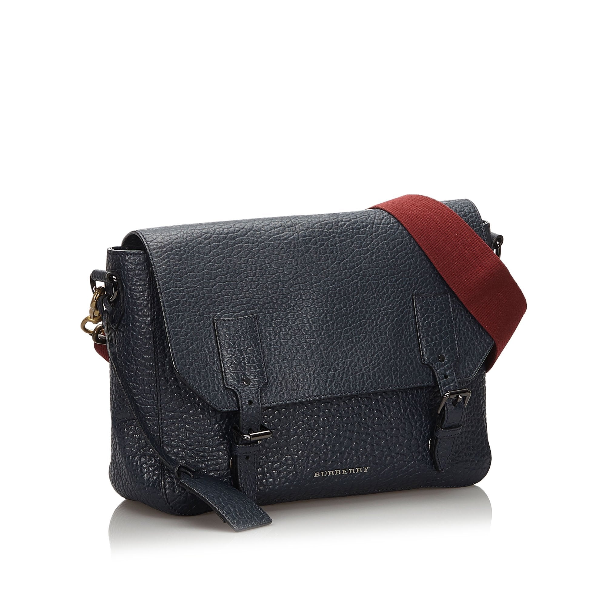 Pre-Loved Burberry Blue Embossed Leather Crossbody Bag United Kingdom