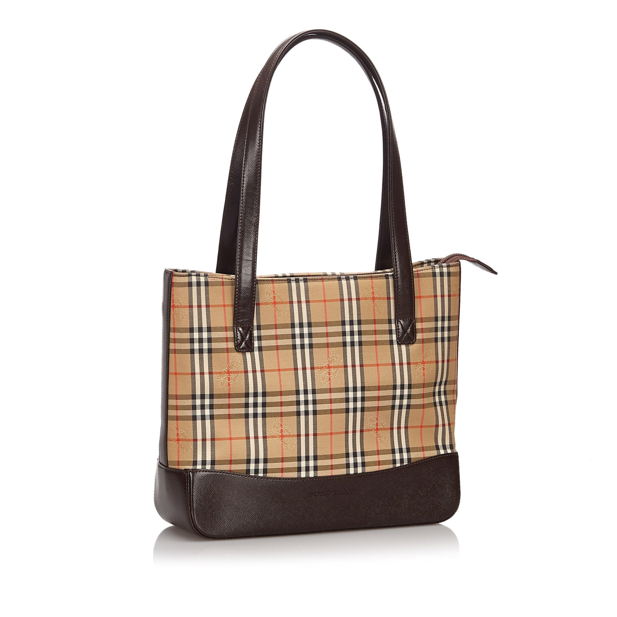 Pre-Loved Burberry Brown Haymarket Check Canvas Shoulder Bag United Kingdom