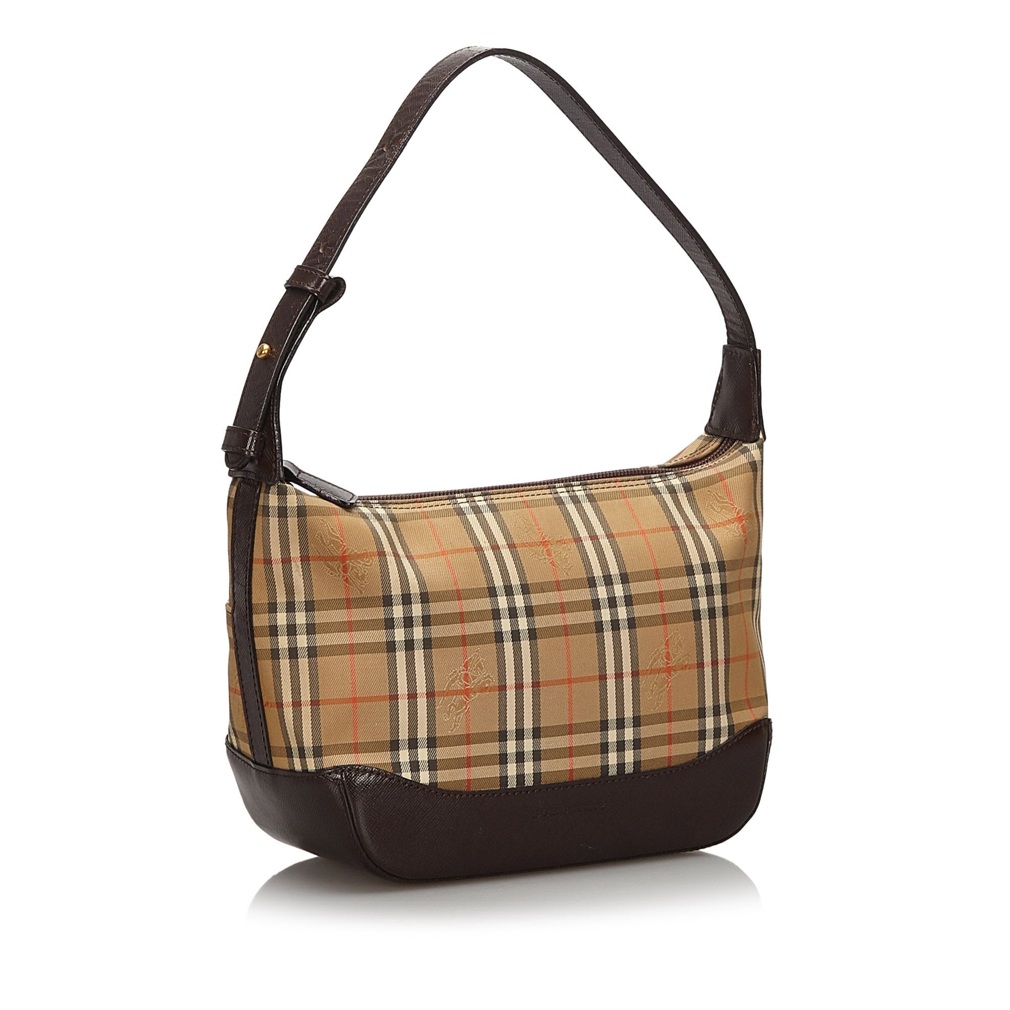 Pre-Loved Burberry Brown Haymarket Check Canvas Shoulder Bag United Kingdom