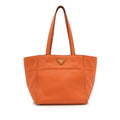 Pre-Loved Prada Orange Calf Leather Metallic Vitello Daino Tote Bag Italy