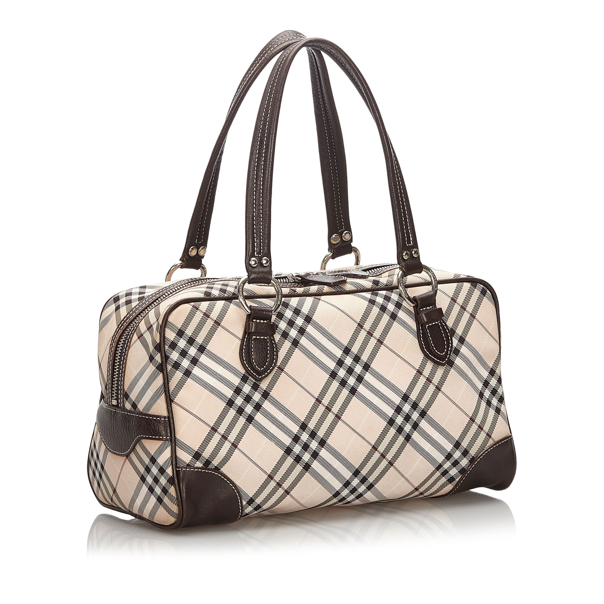 Pre-Loved Burberry Brown Plaid Jacquard Shoulder Bag United Kingdom