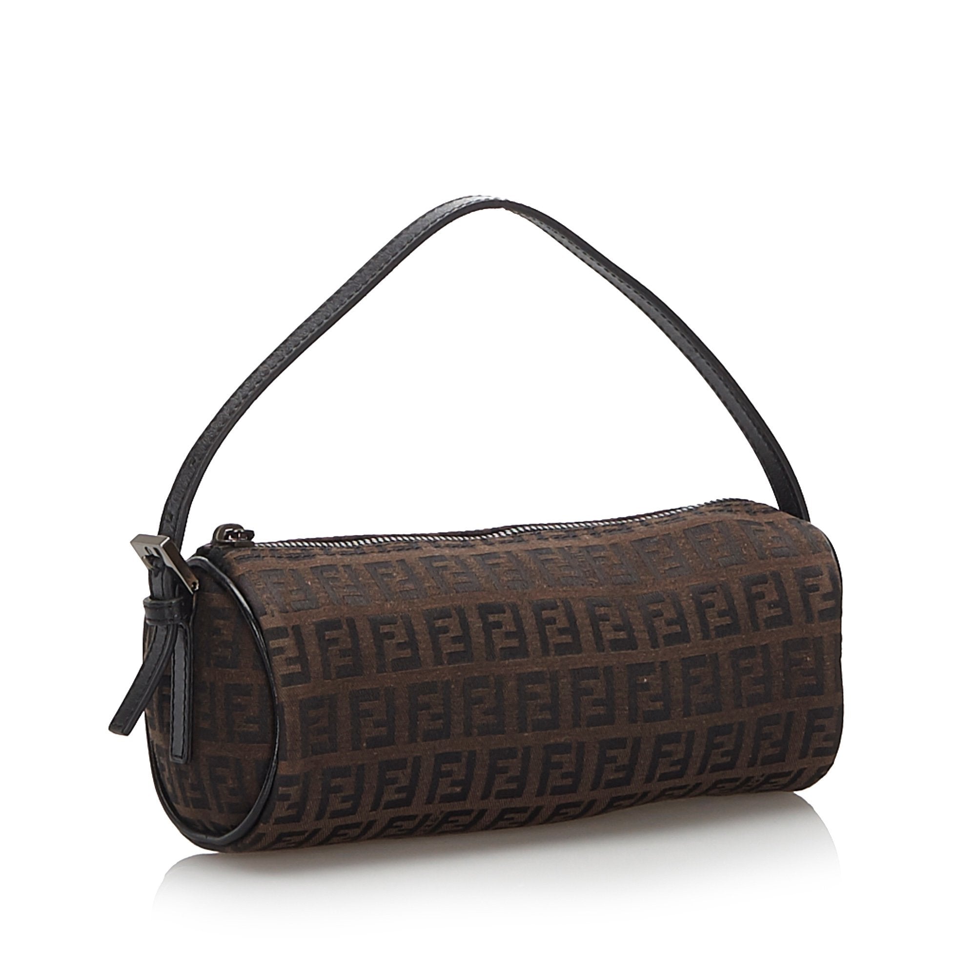 Pre-Loved Fendi Brown Dark Canvas Fabric Zucchino Baguette Italy