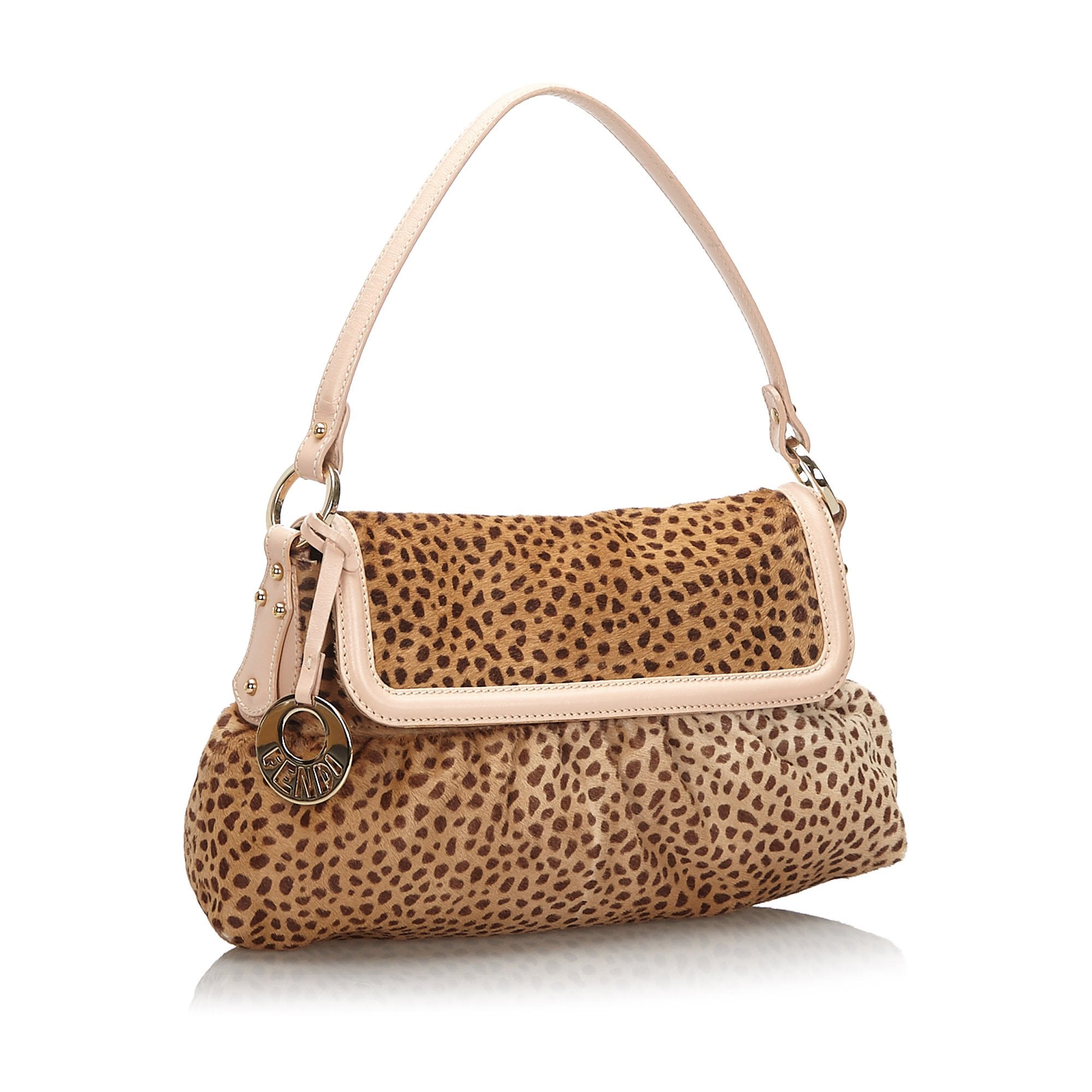Pre-Loved Fendi Brown Cheetah Print Pony Hair Chef Baguette Italy