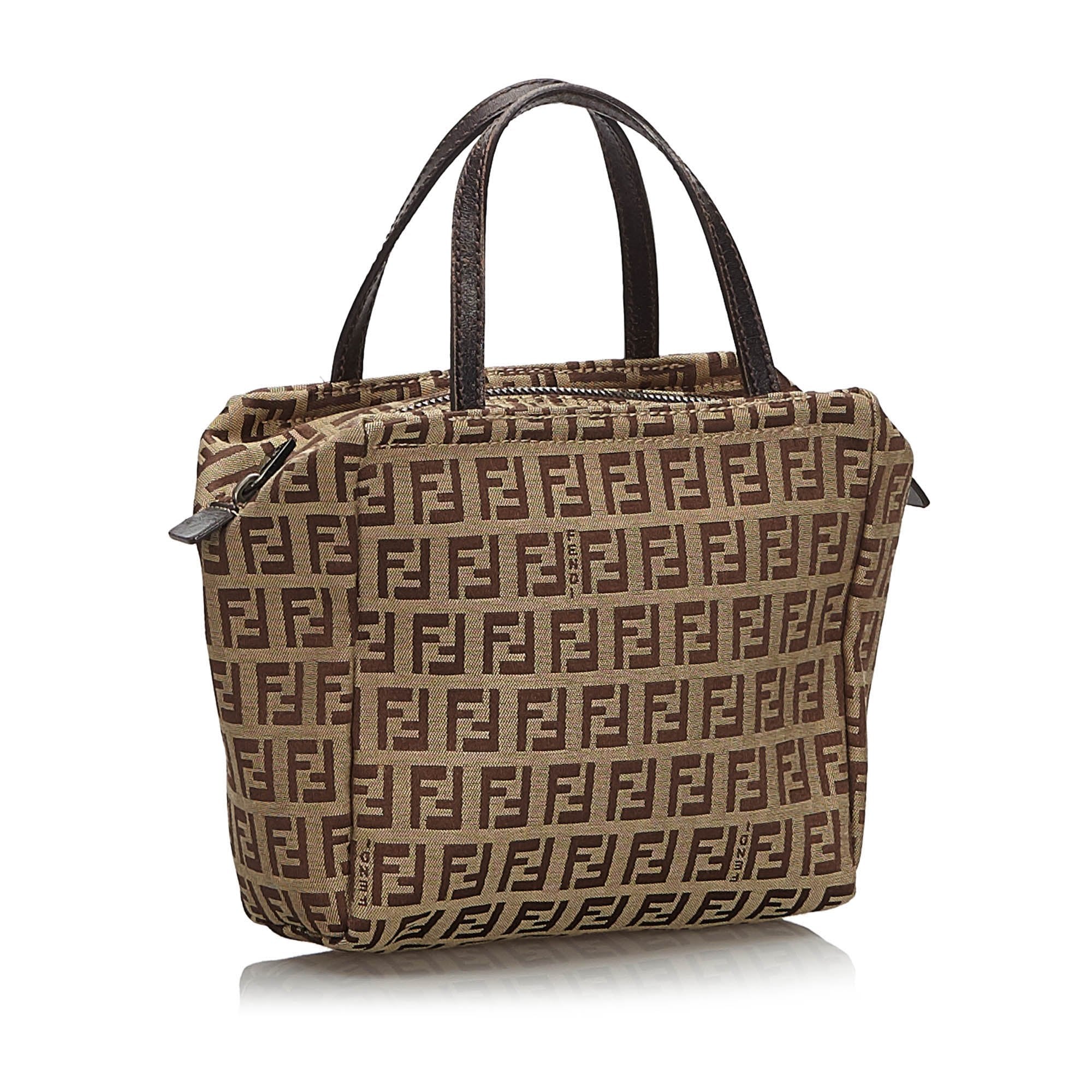 Pre-Loved Fendi Brown Beige Canvas Fabric Zucchino Handbag Italy