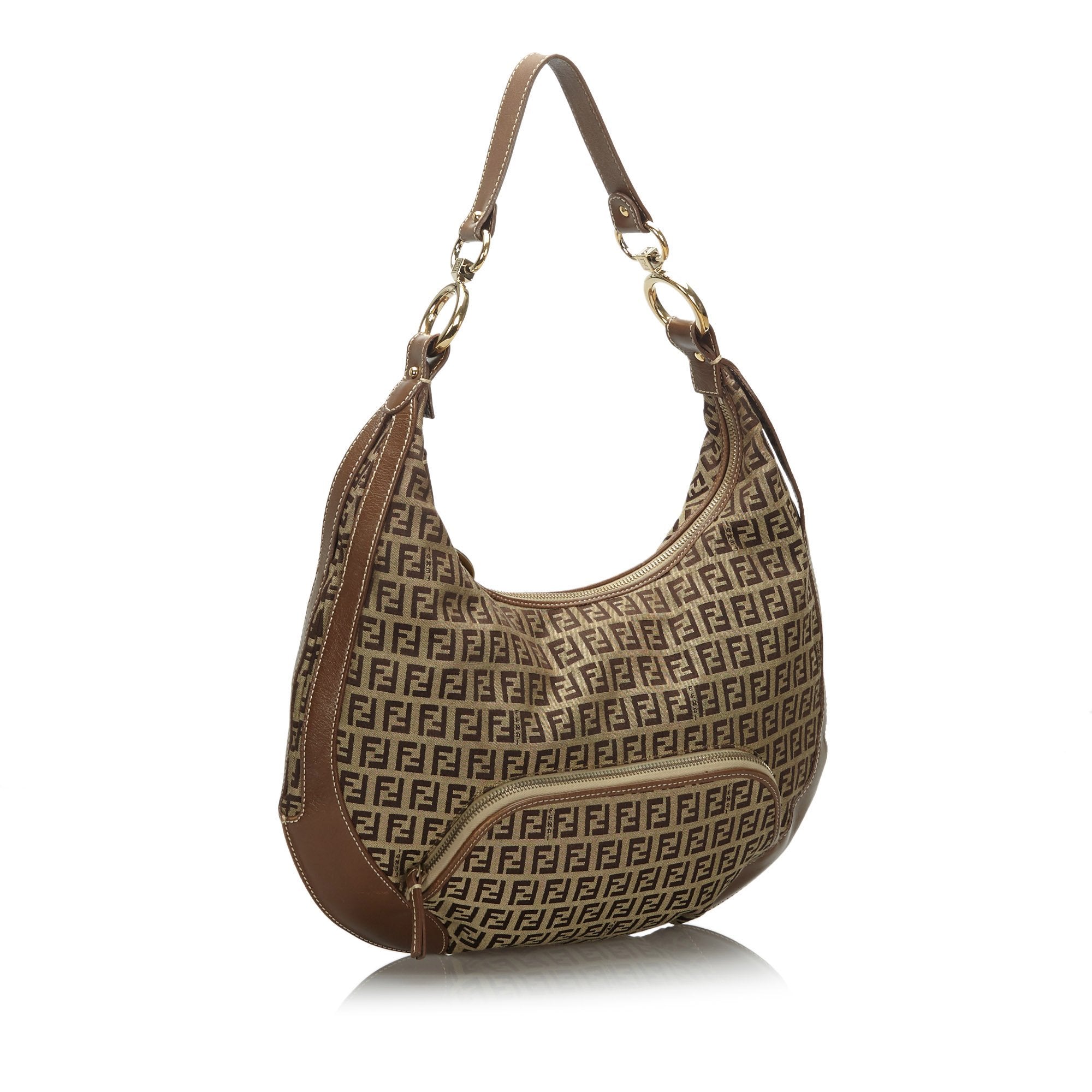 Pre-Loved Fendi Brown Beige Canvas Fabric Zucchino Chef Hobo Bag Italy