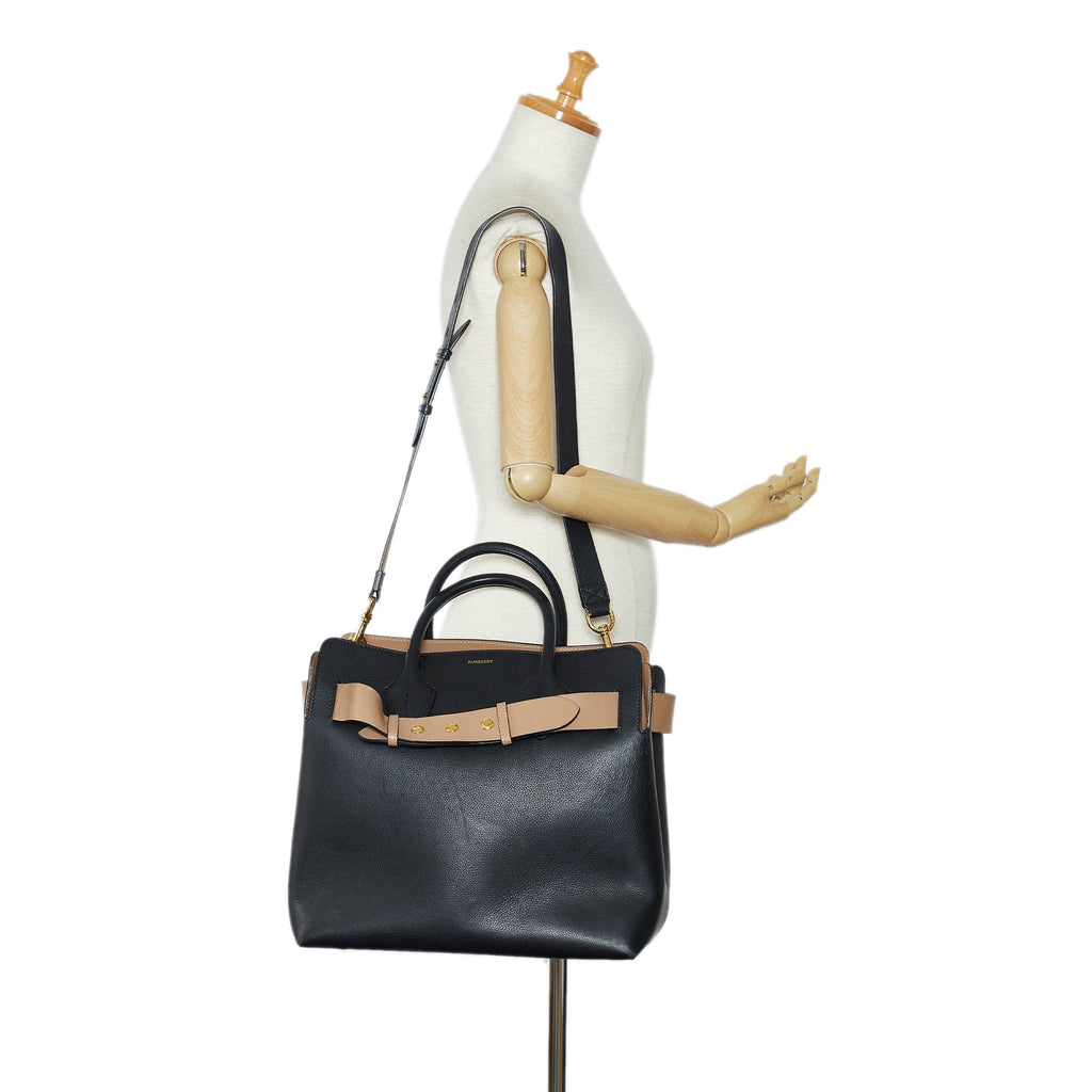 Burberry Belt Handbag Small Black Leather