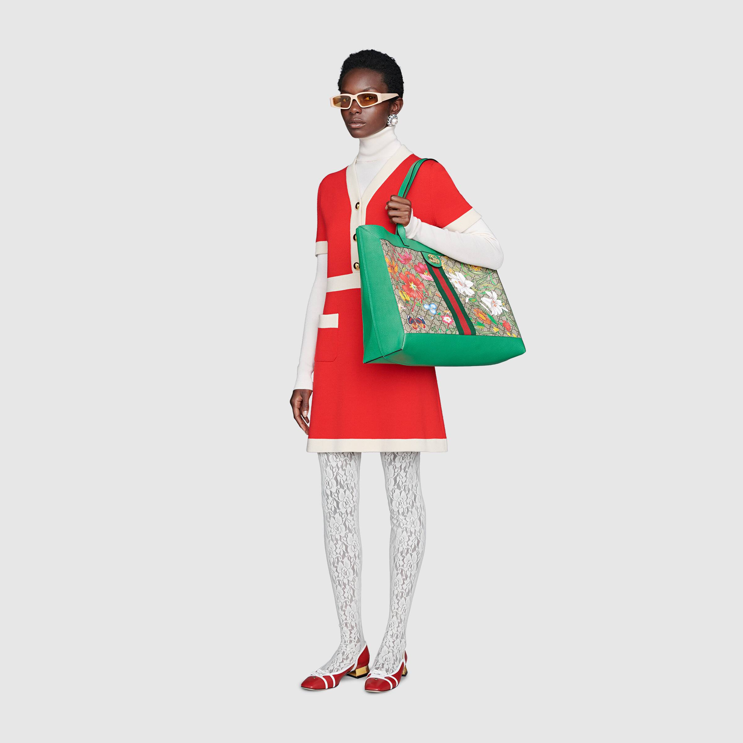 Gucci Ophidia GG Flora Medium Tote Green