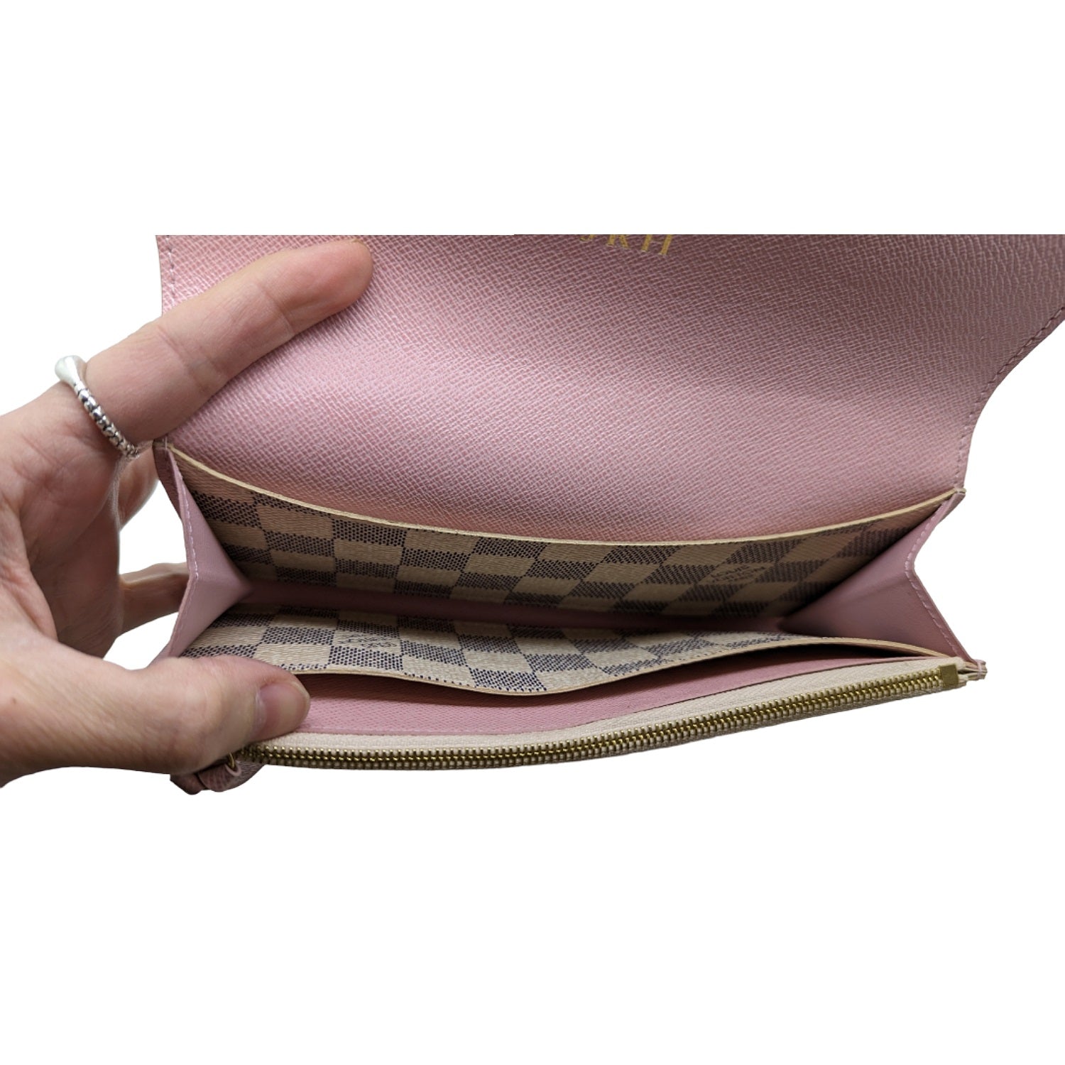 Louis Vuitton Damier Azur Emilie Wallet Rose Ballerine