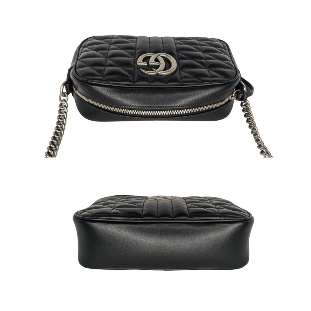 Gucci Black Small Aria Marmont Crossbody Matelasse Camera Bag