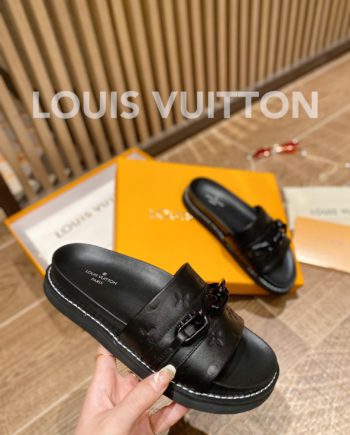 louis vuitton Sunset Flat Comfort Mule Black For Women LV