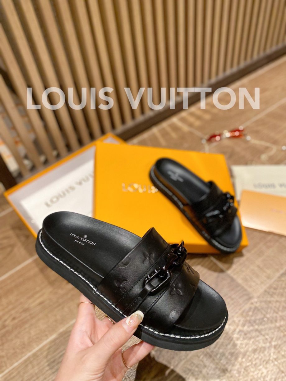 louis vuitton Sunset Flat Comfort Mule Black For Women LV