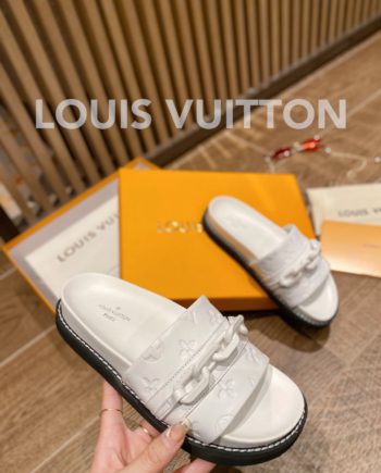 louis vuitton Sunset Flat Comfort Mule White For Women LV