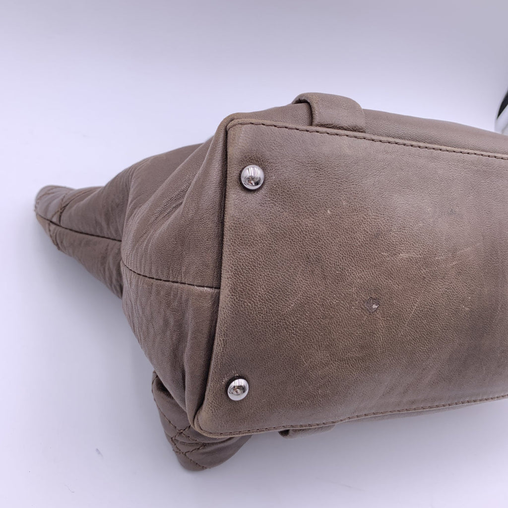 CHANEL Brown Leather Sticth Mademoiselle 8 Knots Tote Bag