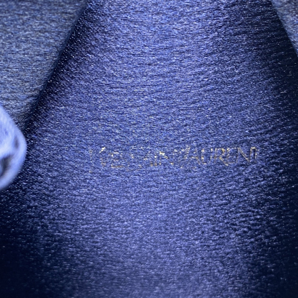 YVES SAINT LAURENT Vintage Blue Satin Shoulder Drawstring Box Bag
