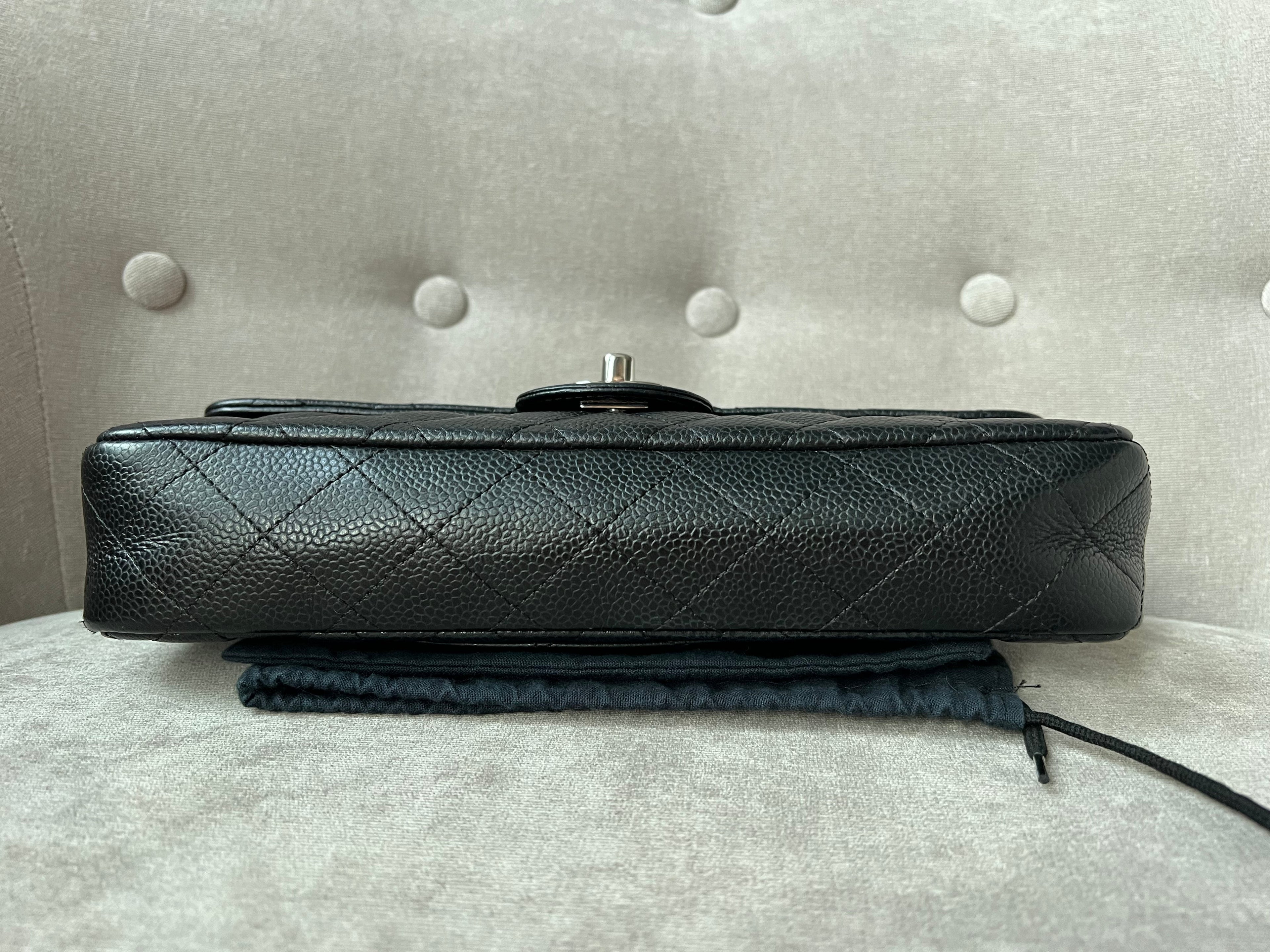 Chanel East West Flap in Black Caviar Silver Hardware