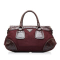 PRADA Vitello Trimmed Tessuto Satchel