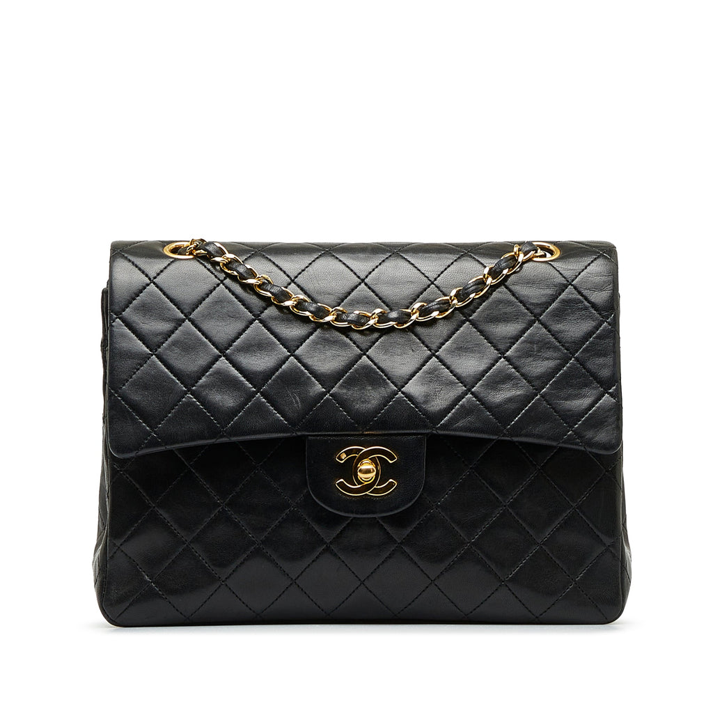 CHANEL Medium Tall Classic Lambskin Double Flap Shoulder Bag