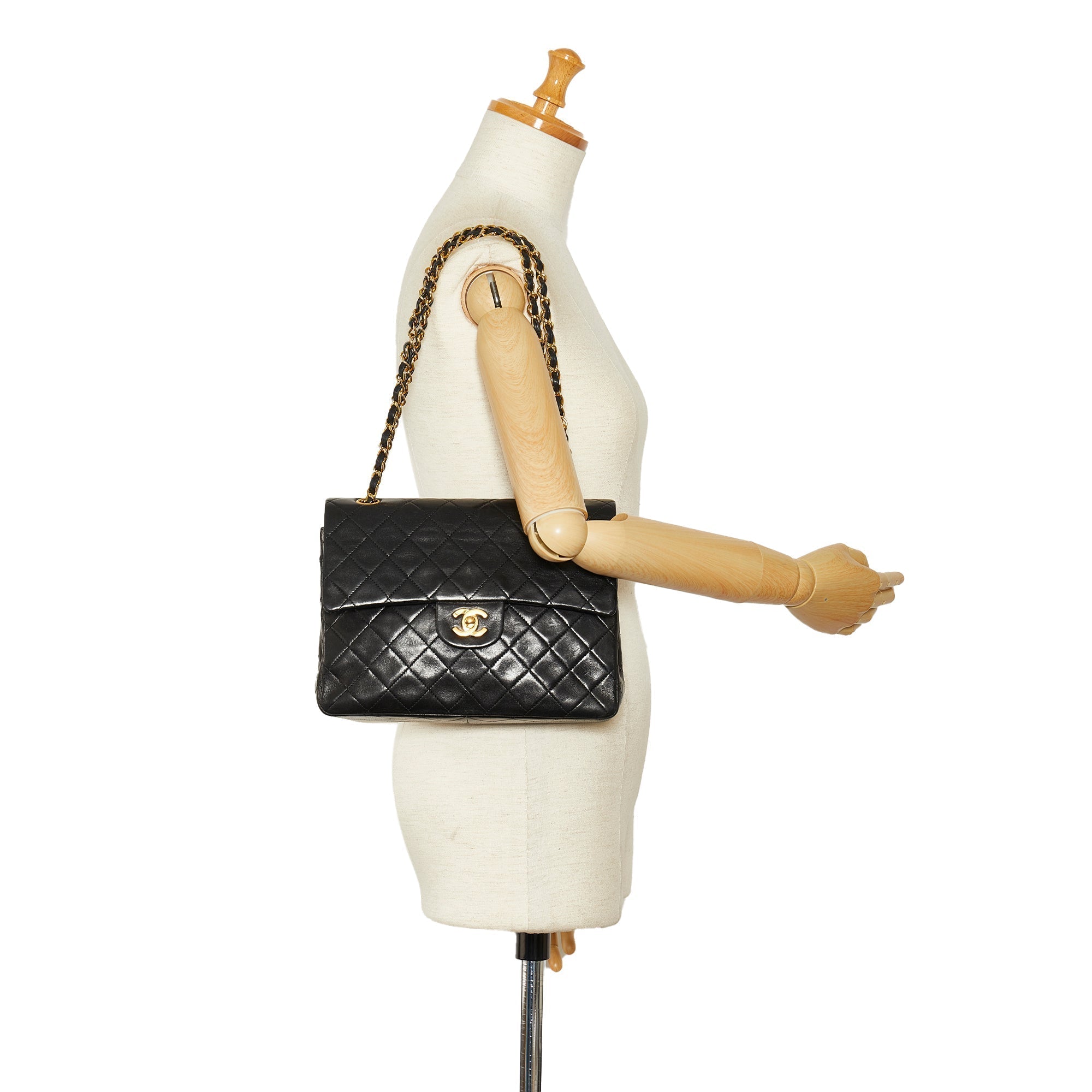 CHANEL Medium Tall Classic Lambskin Double Flap Shoulder Bag
