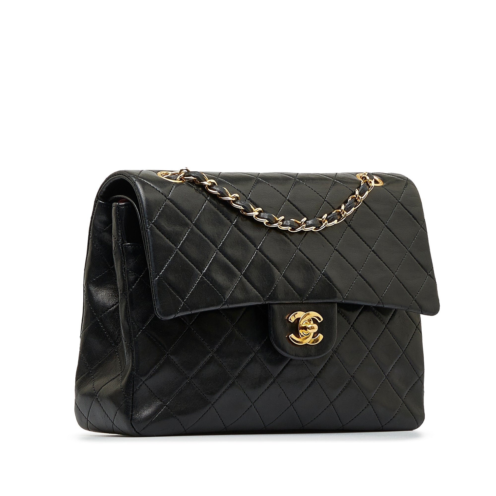 CHANEL Medium Tall Classic Lambskin Double Flap Shoulder Bag