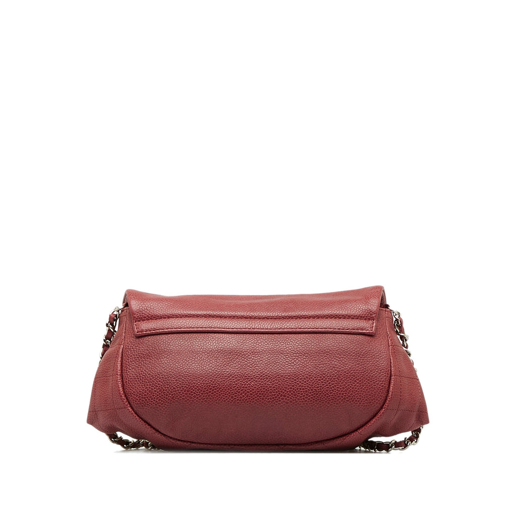 CHANEL Caviar CC Half Moon Flap Crossbody Bag