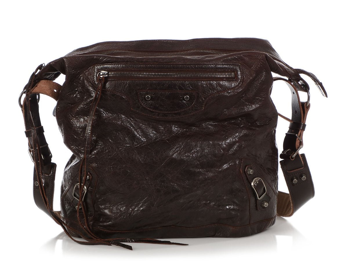 Balenciaga Mens 2005 Chocolate Ch??vre Classic Day Messenger