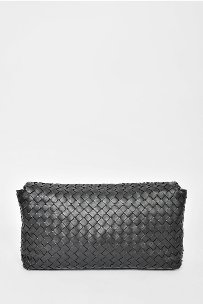 Bottega Veneta Black Intrecciato Leather Shoulder Flap Bag