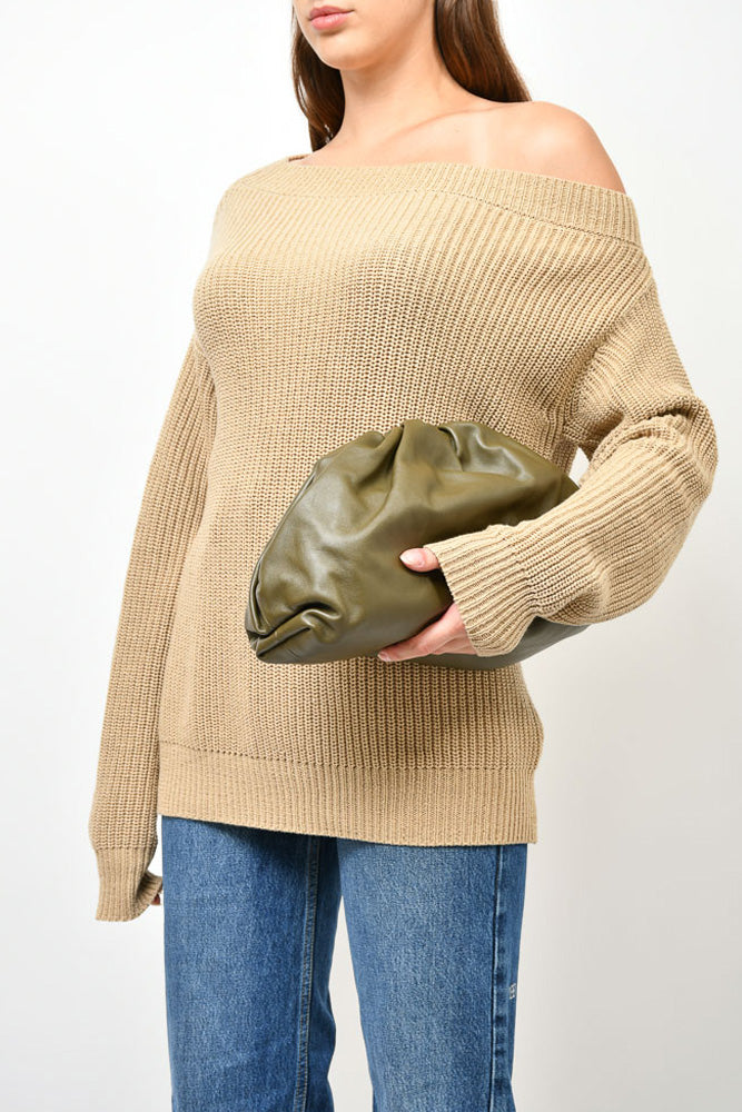 Bottega Veneta Green Leather Teen Clutch