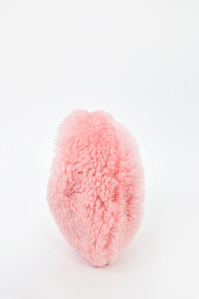 Bottega Veneta Pink Shearling Mini Jodie Clutch