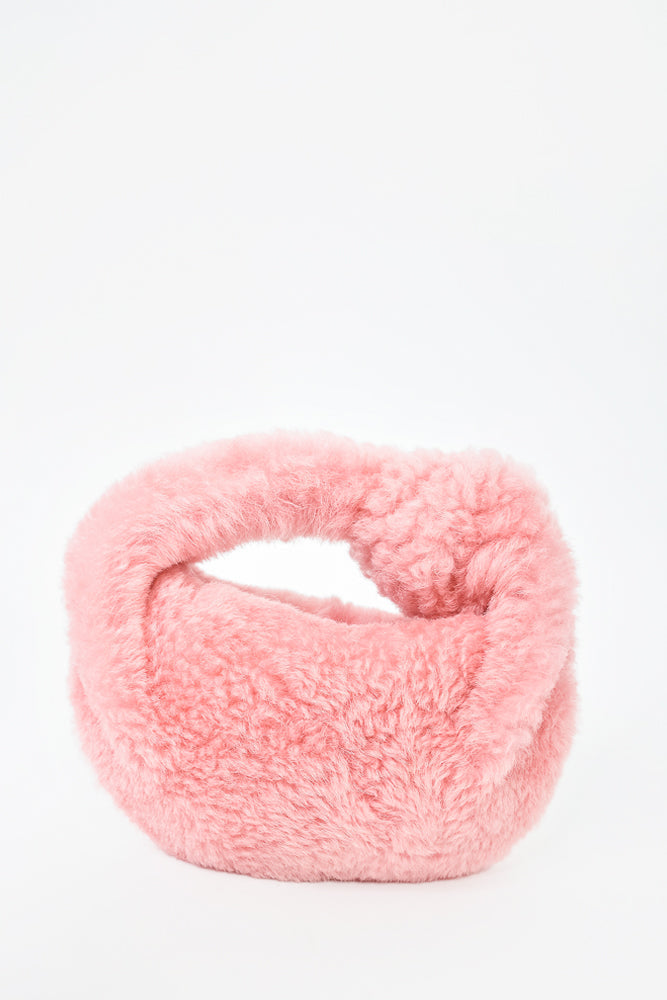 Bottega Veneta Pink Shearling Mini Jodie Clutch
