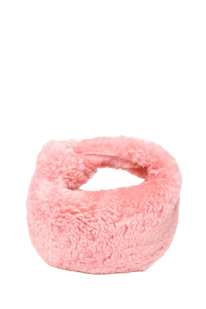 Bottega Veneta Pink Shearling Mini Jodie Clutch