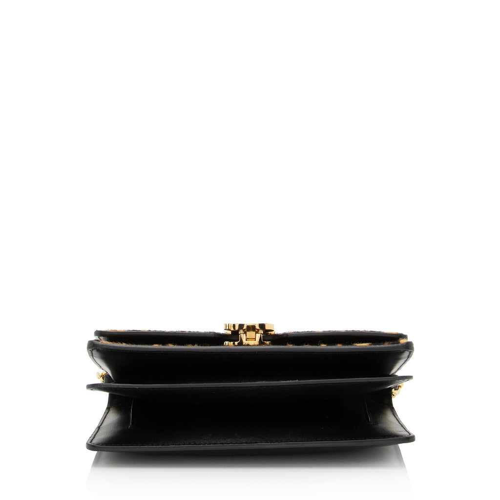 Burberry Calf Hair Leopard Print TB Carrie Chain Small Crossbody Bag (SHF-zOZJdg)