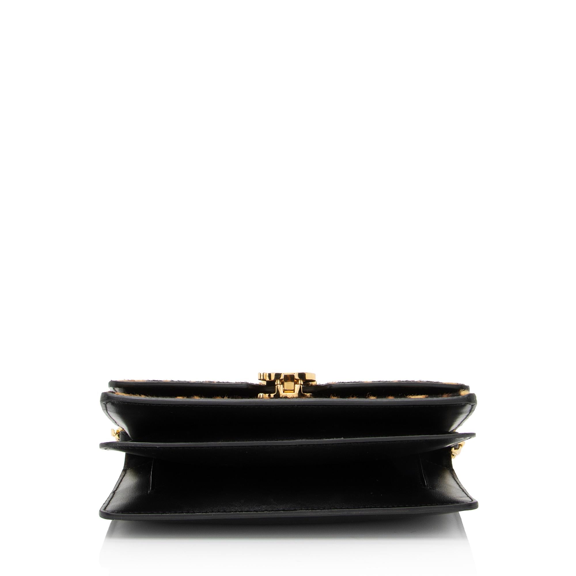 Burberry Calf Hair Leopard Print TB Carrie Chain Small Crossbody Bag (SHF-zOZJdg)