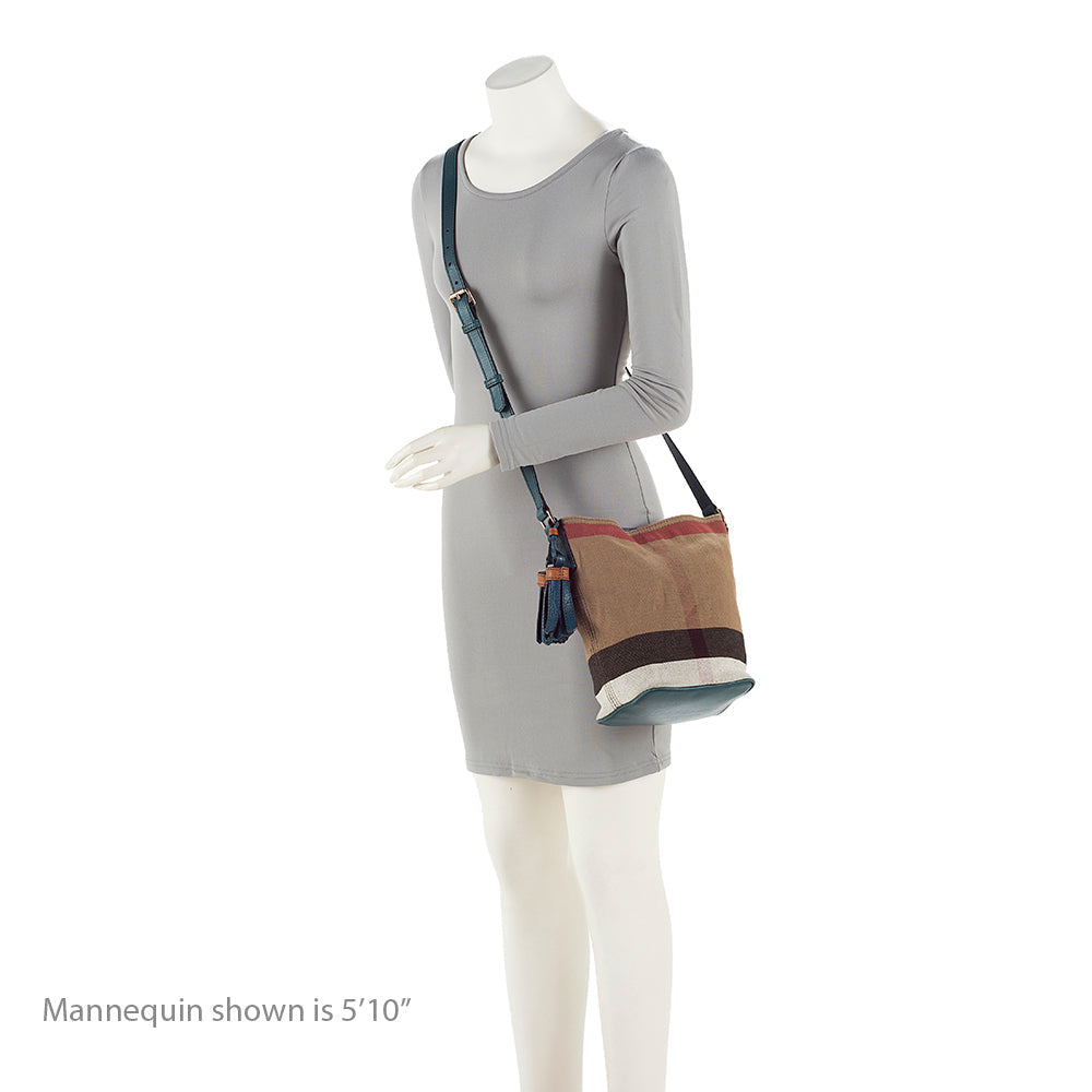 Burberry Canvas Check Ashby Mini Hobo (SHF-20462)