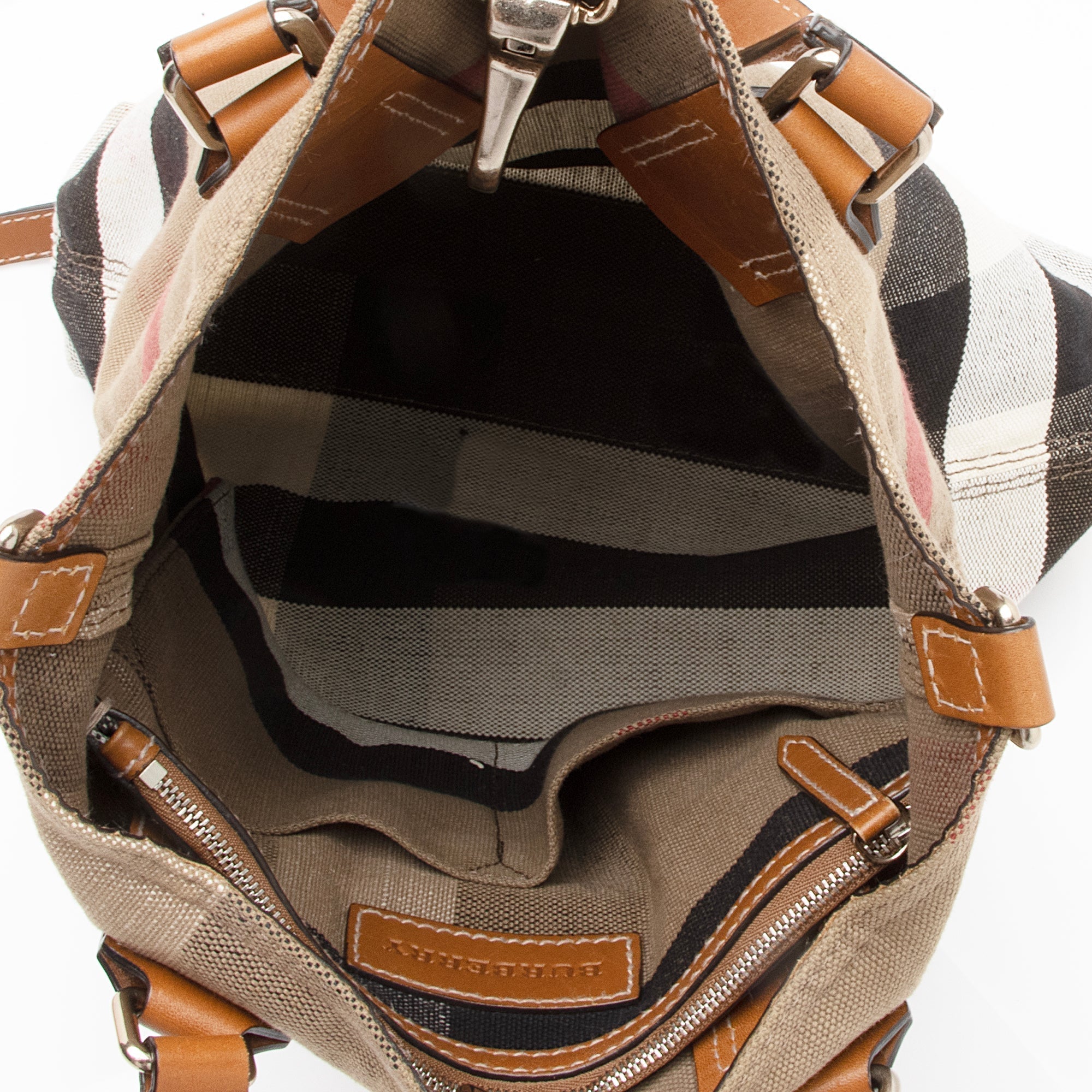 Burberry Canvas Check Tottenham Medium Tote (SHF-23250)