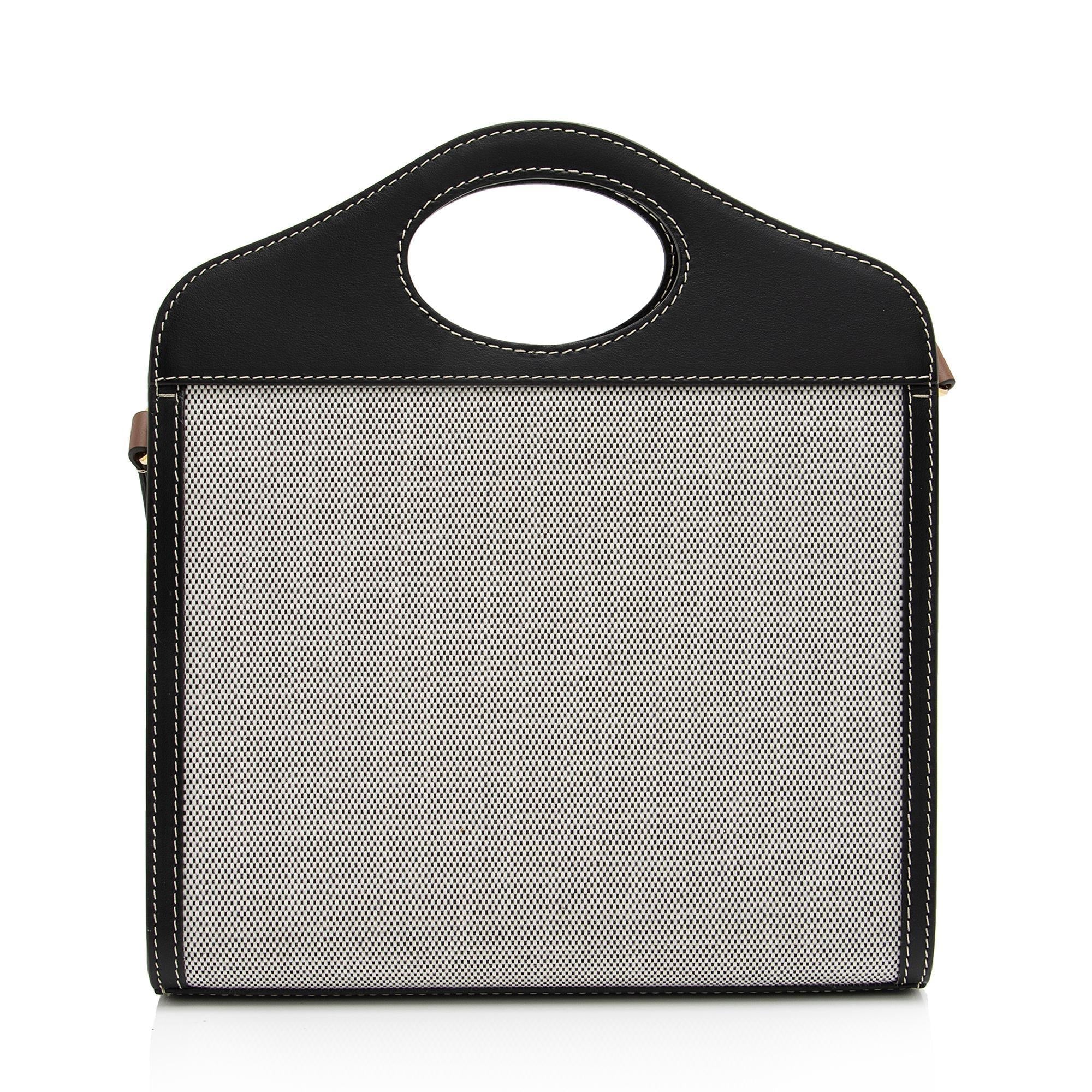 Burberry Canvas Horseferry Mini Pocket Tote (SHF-3ejnzd)