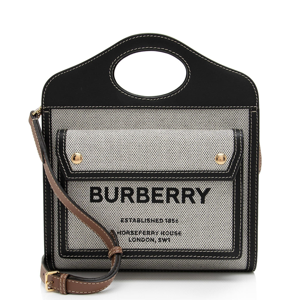 Burberry Canvas Horseferry Mini Pocket Tote (SHF-3ejnzd)