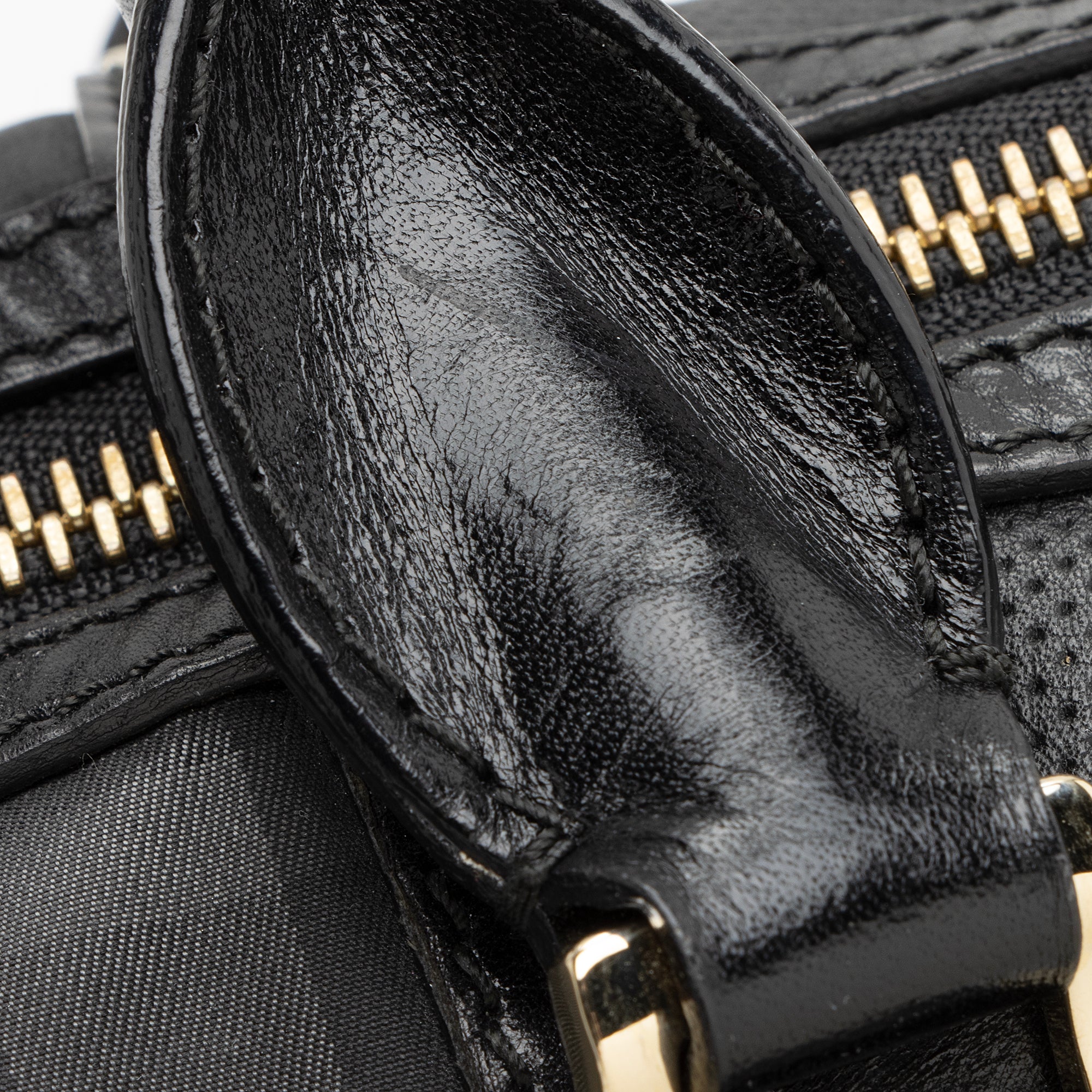 Burberry Charcoal Check Perforated Leather Ellers Large Satchel (SHF-23248)