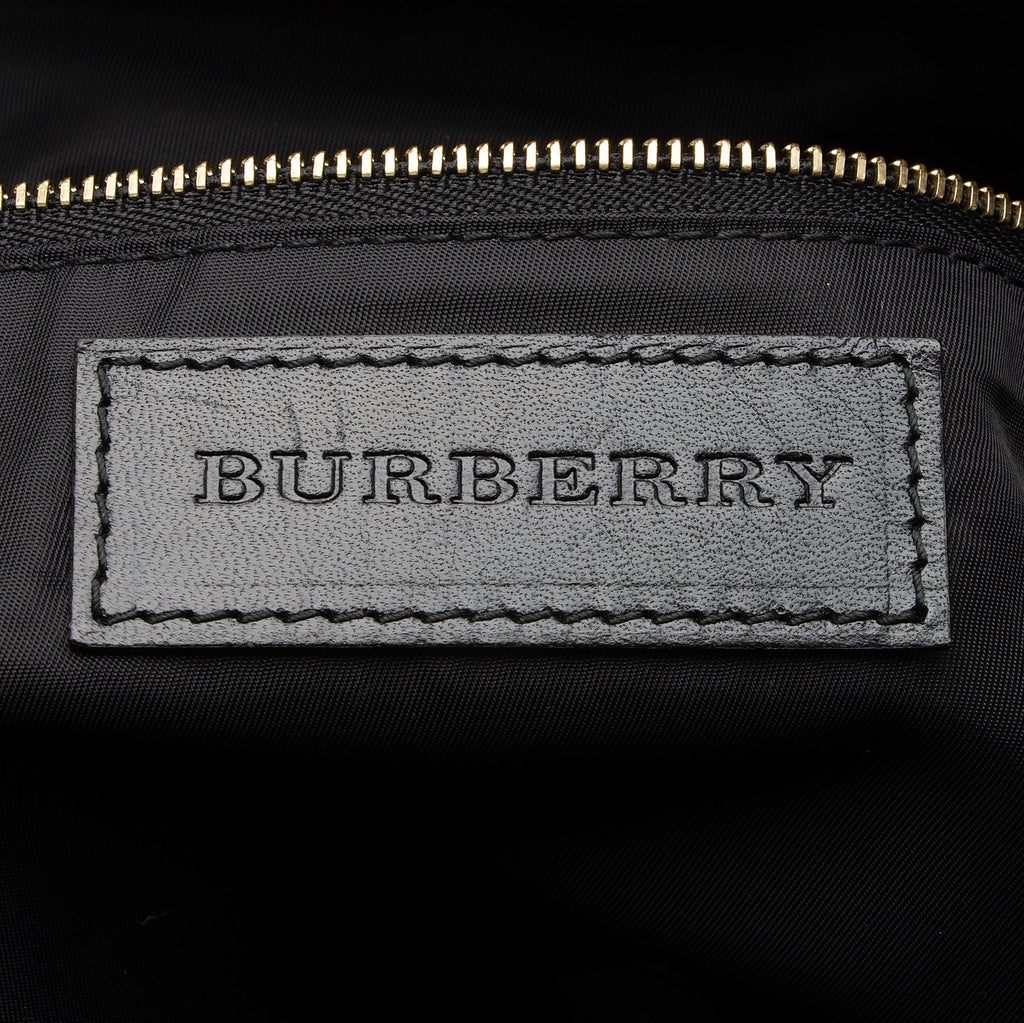 Burberry Charcoal Check Perforated Leather Ellers Large Satchel (SHF-23248)