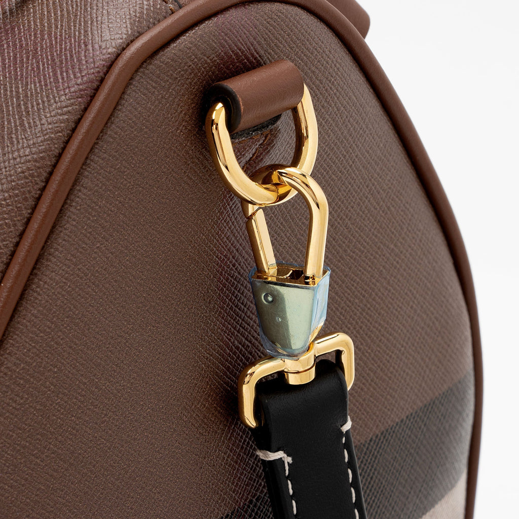 Burberry E-Canvas House Check Medium Bowling Bag (SHF-qWmn3K)