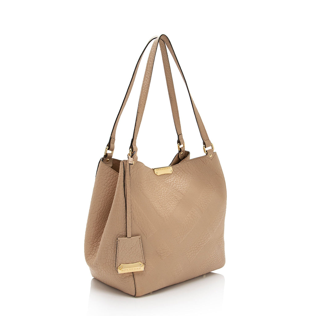 Burberry Embossed Check Leather Canterbury Small Tote (SHF-HNgQeT)