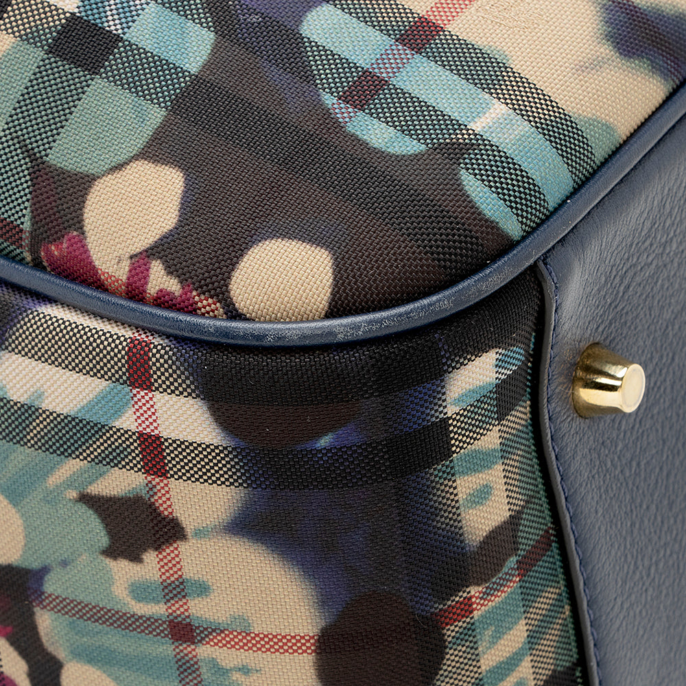 Burberry Haymarket Check Floral Canter Small Tote (SHF-21969)