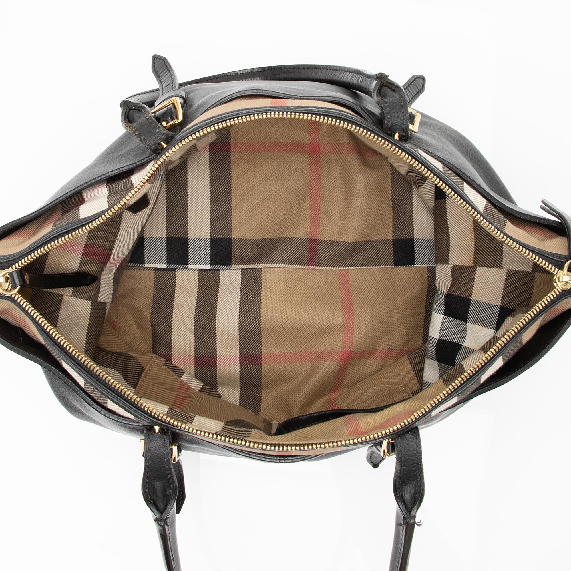 Burberry House Check Lambskin Bridle Salisbury Small Tote (SHF-mVCDxh)