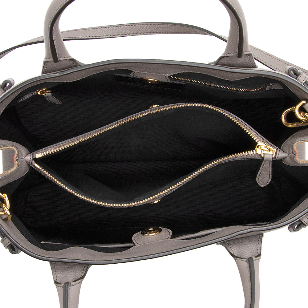 Burberry House Check Leather Banner Medium Tote (SHF-20853)