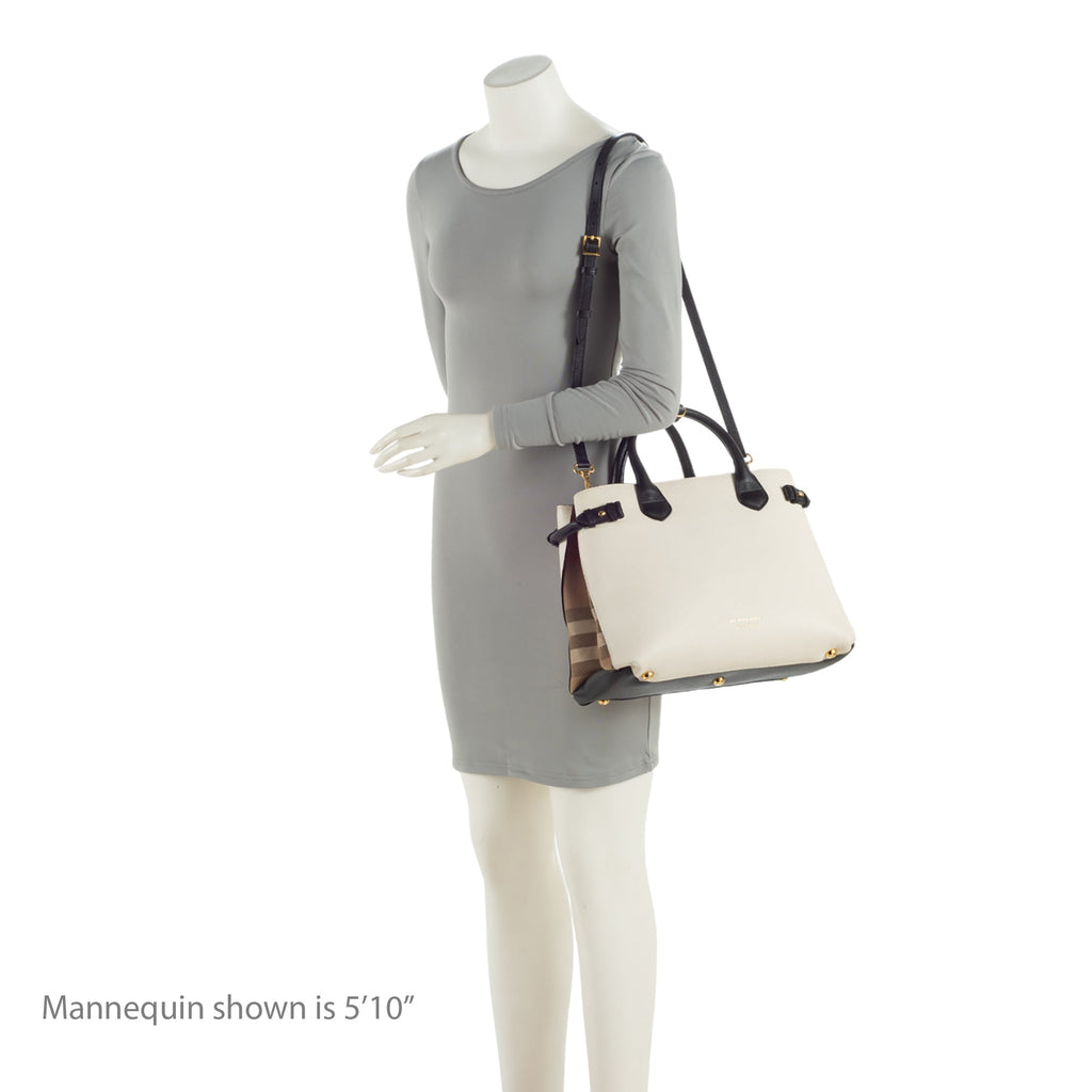 Burberry House Check Leather Banner Medium Tote (SHF-IHmkgX)