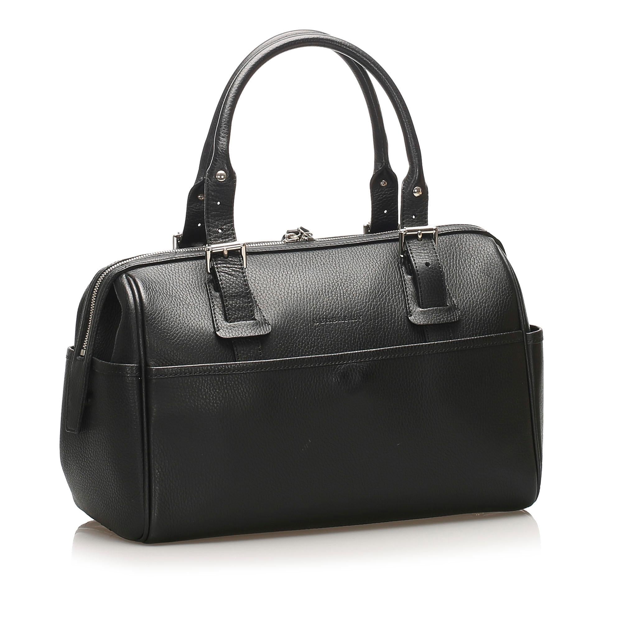 Burberry Leather Boston Bag (SHG-11745)