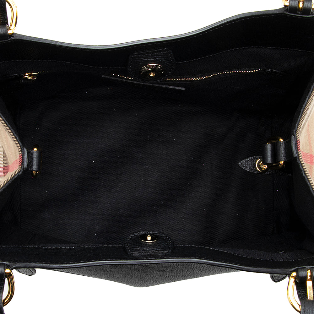 Burberry Leather House Check Derby Canterbury Small Tote (SHF-18431)