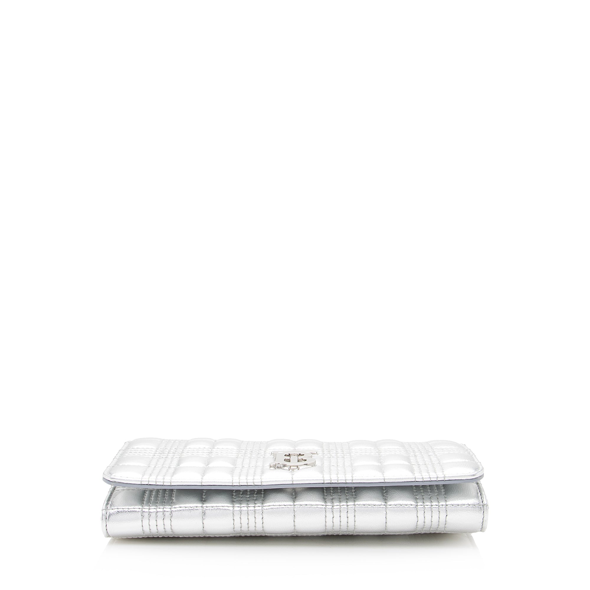 Burberry Metallic Quilted Lambskin TB Lola Wallet on Chain (SHF-22393)